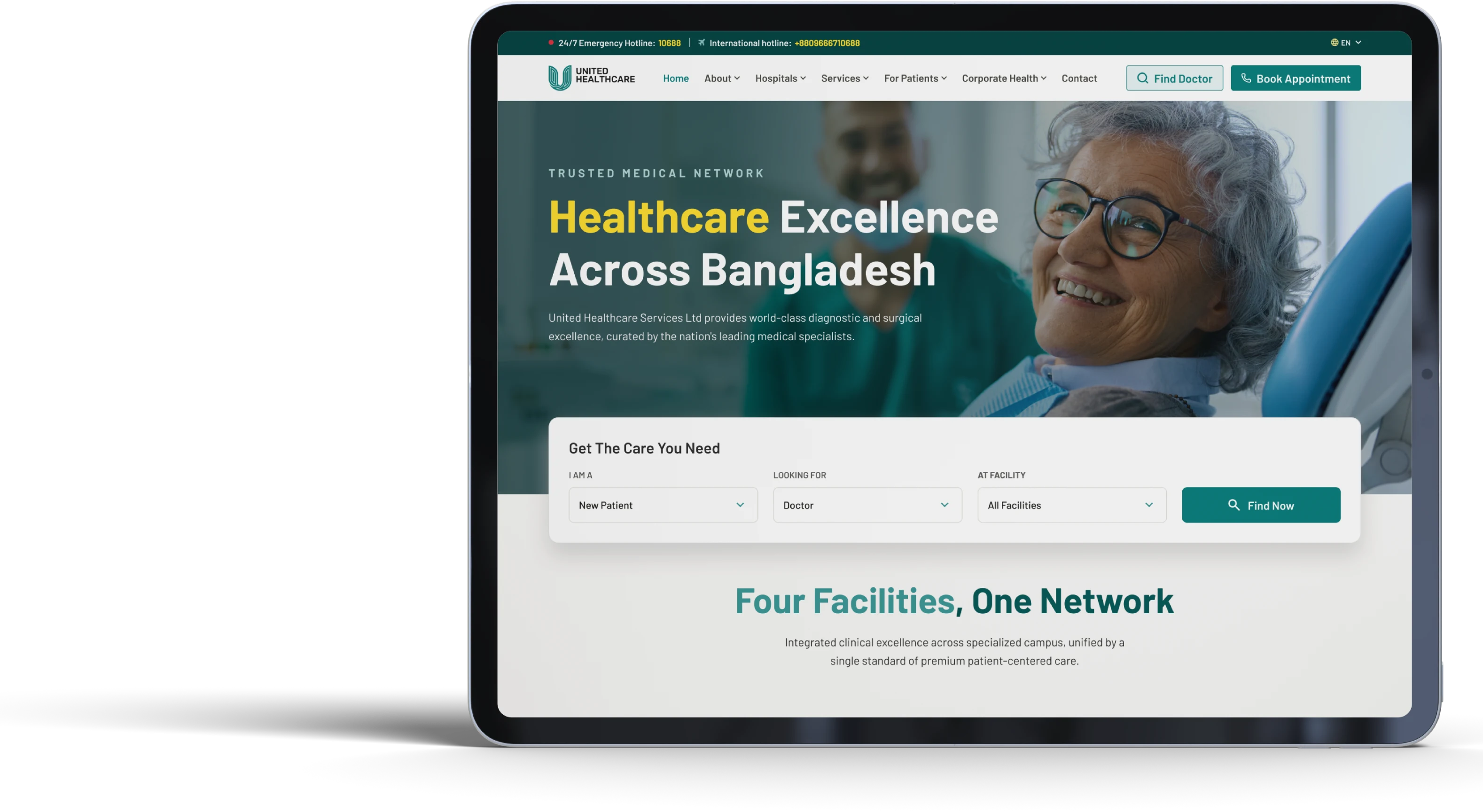 United Healthcare website on a tablet